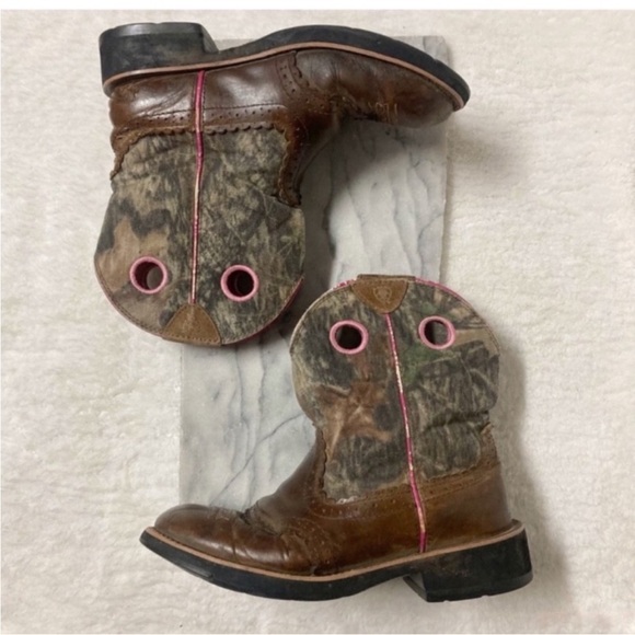 Ariat Fatbaby Cowboy Cowgirl Boots Calf Height Brown Pink Western Size 7.5 - Picture 10 of 12